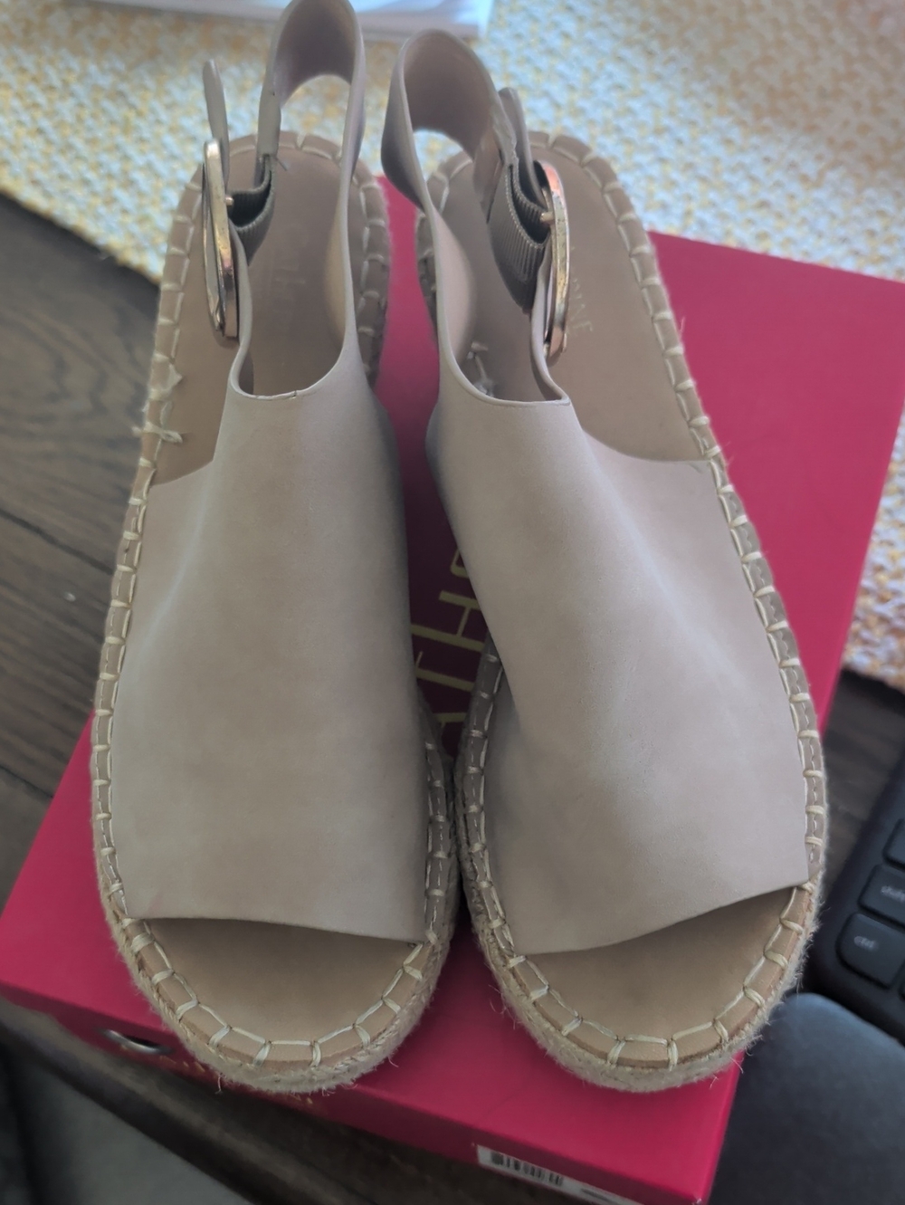 Catherine Malandrino Blush Beige Slingback Espadrille Sandals